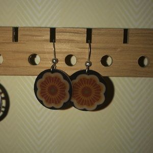 Orange and yellow flower earrings